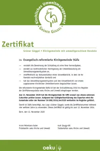 Zertifikat Gr&uuml;ner G&uuml;ggel 2020-2024 (Foto: Andreas Erni)